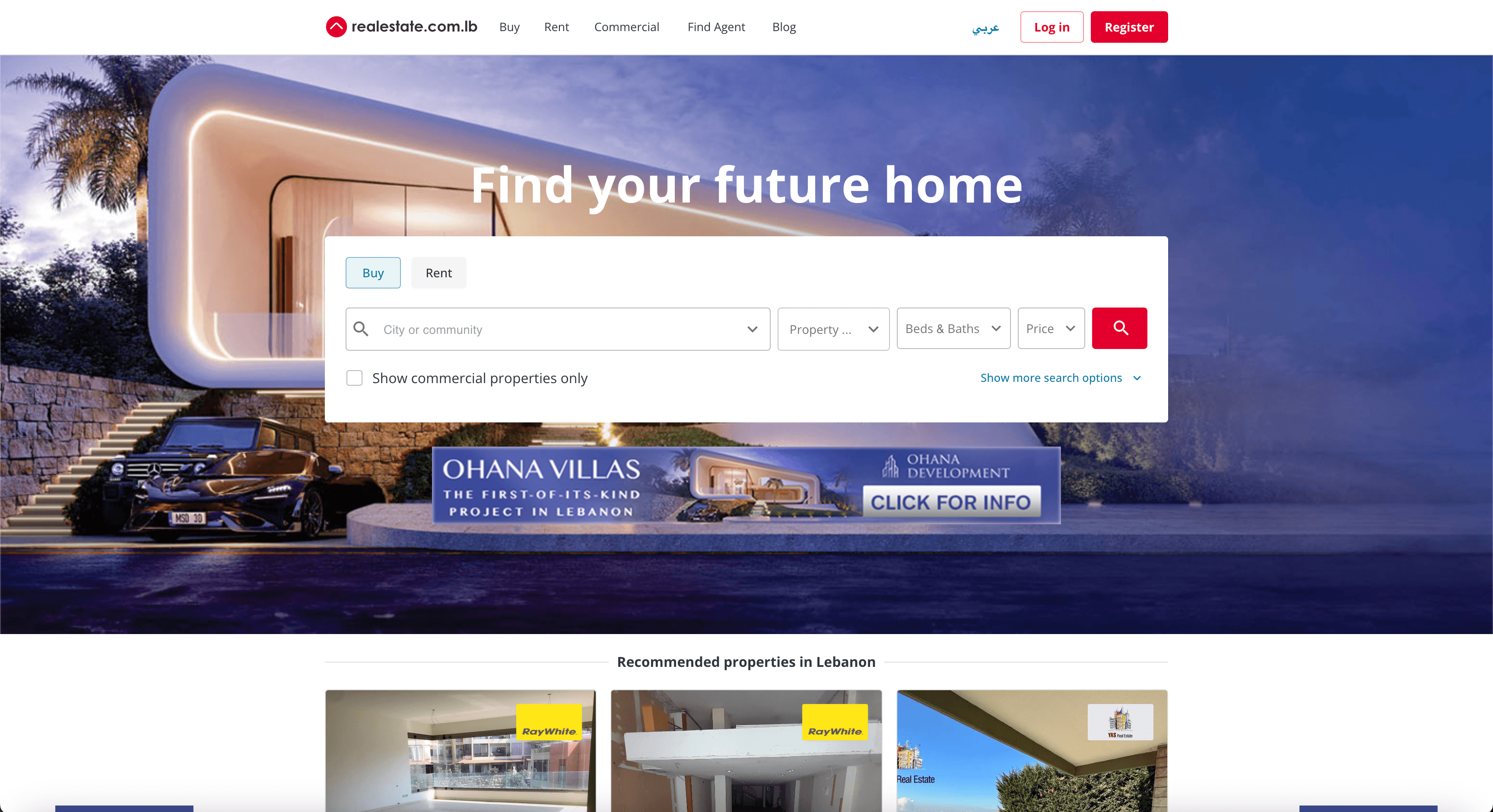 realestate.com.lb landing page